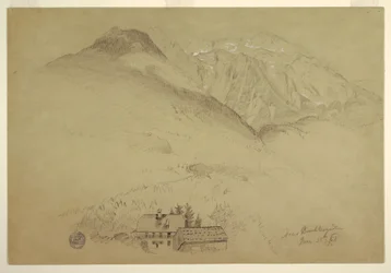 Dibujo, Montes Goell y Brett cerca de Berchtesgarden, Baviera, 28 de junio de 1868