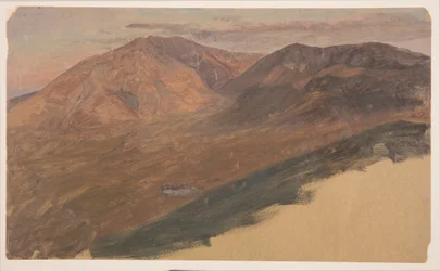 Dibujo, Monte Katahdin y Turner desde la distancia, 1860-78