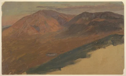 Dibujo, Monte Katahdin y Turner desde la distancia, 1860-78