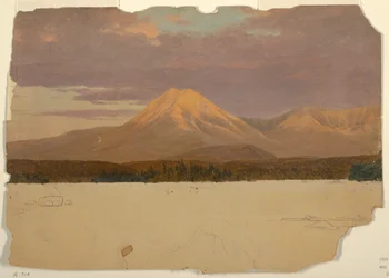 Dibujo, Monte Katahdin desde el lago Katahdin, 1878