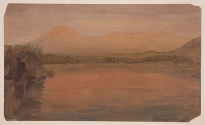Dibujo, Mts. Katahdin y Turner desde el lago Katahdin, 1860-78