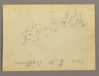 Dibujo, Nombre escrito, Veleros, posiblemente 1868