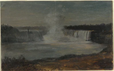 Dibujo, Cataratas del Niágara a la luz del atardecer, septiembre de 1856