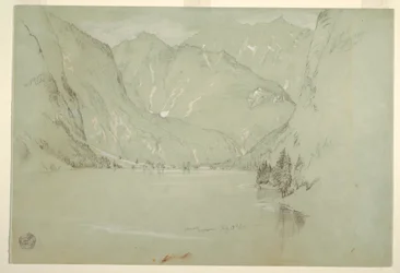 Dibujo, Obersee, Berchtesgaden, Baviera, 17 de julio de 1868