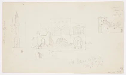 Dibujo, Casa antigua, Beirut, 1868