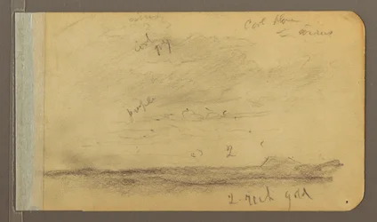 Dibujo, Orizaba; Verso: Cielo nublado, tejado, 1889