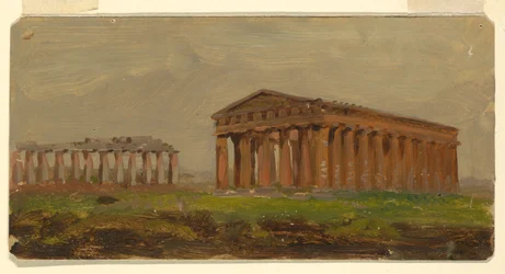 Dibujo, Paestum, Templo de Neptuno, 1868
