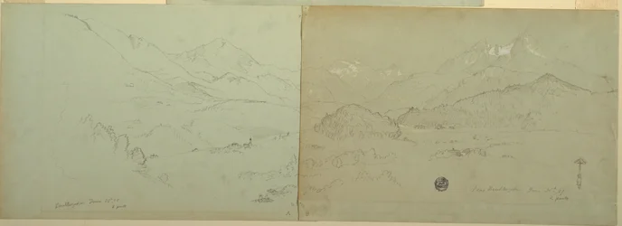 Dibujo, Vista panorámica de Unter-Schönau, 1868