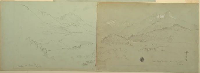 Dibujo, Vista panorámica de Unter-Schönau, 1868