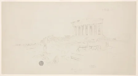 Dibujo, Partenón y Erecteión, Atenas, abril de 1869