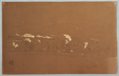 Dibujo, Vista parcial de Guaranda, Ecuador, 3 de junio de 1857