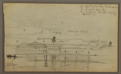 Dibujo, Paisaje fluvial, 1857