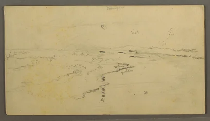 Dibujo, río, luna reflejada, 14 de junio de 1870