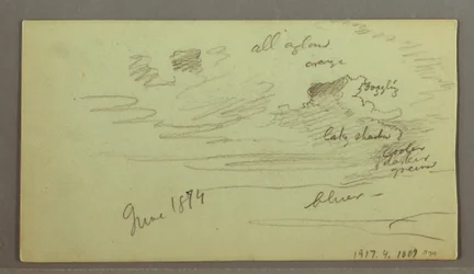 Dibujo, Río a través de la montaña, posiblemente 1874