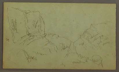 Dibujo, Cumbres de las Montañas Rocosas, posiblemente 1868