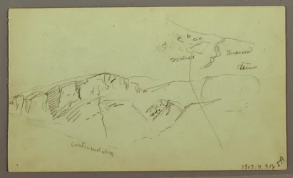 Dibujo, Cumbres de las Montañas Rocosas, posiblemente 1868