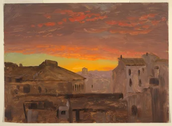 Dibujo, Roma, tejados al atardecer, 1868-69