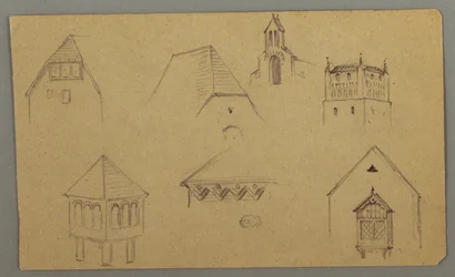 Dibujo, Estudios sobre tejados, Austria (), 1868