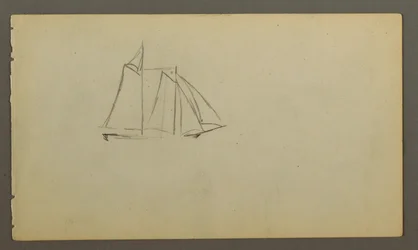 Dibujo, Velero surcando las olas, posiblemente 1860