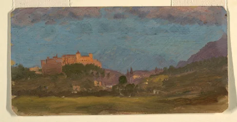 Dibujo, Salzburgo, Austria desde el este, julio de 1868