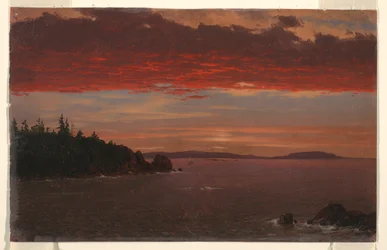 Dibujo, Península de Schoodic desde el Monte Desierto al amanecer, 1850-55