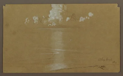 Dibujo, Paisaje marino, Bloxburgh; reverso: Colinas y mar, agosto de 1865