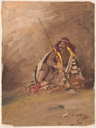 Dibujo, Beduino sentado, probablemente febrero de 1868