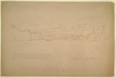 Dibujo, Orilla del lago y estribaciones del monte Katahdin, 29 de agosto de 1856