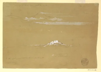 Dibujo, Sincholagua, mañana, desde el Templo del Sol, Quito, 24 de junio de 1857.