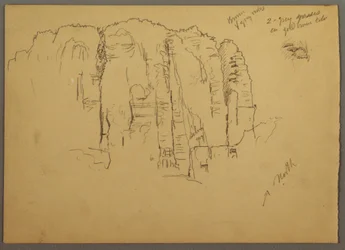 Dibujo, Bocetos de Petra, Jordania, febrero de 1868