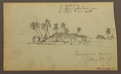 Dibujo, Cielo sobre el mar; Verso: Orilla del Guayas cerca de Guayaquil, Ecuador, 29 de mayo de 1857.