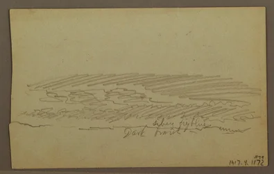Dibujo, Estudio del cielo, crestas montañosas, arco iris, década de 1860