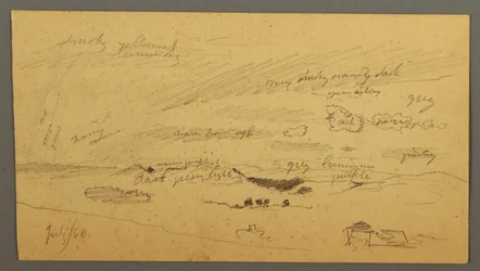 Dibujo, Estudio del cielo sobre cresta y arco iris, julio de 1866