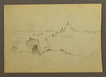 Dibujo, Basílica de San Pedro vista desde el norte contra las colinas y el horizonte de Roma, enero de 1869