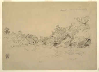 Dibujo, Calle en Mompos, Colombia, mayo de 1853