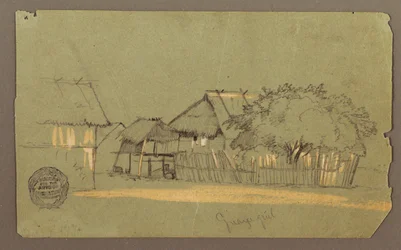 Dibujo, Calle con casas, Guayaquil, Ecuador, mayo de 1857