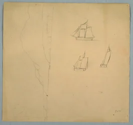 Dibujo, Estudios de paisaje y barcos, 1850-51
