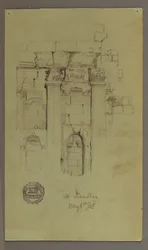 Dibujo, Estudio de las ruinas del templo, 8 de mayo de 1868