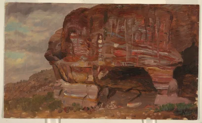 Dibujo, Estudio de una roca zoomorfa, Petra, 1868
