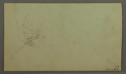 Dibujo, Cumbre elevándose sobre las nubes, valle estrecho, posiblemente 1868