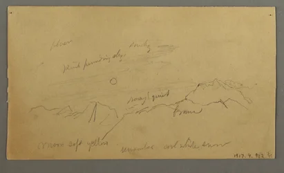 Dibujo, Cumbre con grandes nubes, posiblemente 1868