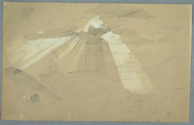 Dibujo, Sol brillando entre las nubes, Jamaica, julio de 1865
