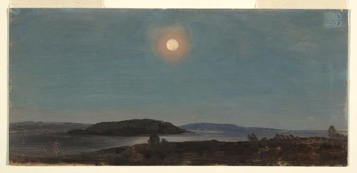 Dibujo, Sol o Luna saliendo sobre las islas Porcupine, Bar Harbor, ca. 1860