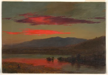 Dibujo, Puesta de sol, Hudson, Nueva York, 25 de diciembre de 1873