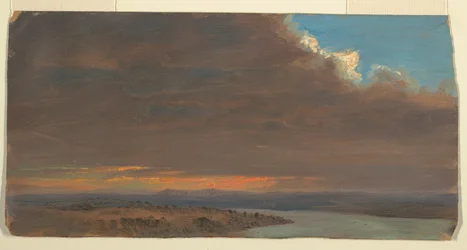 Dibujo, Puesta de sol, Valle del Hudson, Nueva York, 1870-80