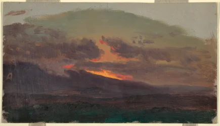 Dibujo, Puesta de sol en las Catskills, 1870-80