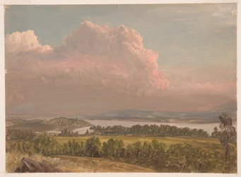 Dibujo, Puesta de sol en el valle del Hudson, junio de 1870
