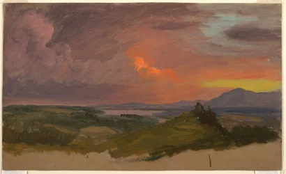 Dibujo, Puesta de sol en el valle del Hudson, 1870-75