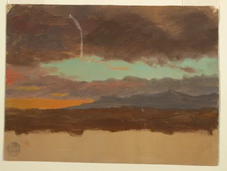 Dibujo, Puesta de sol sobre el valle de Hudson, 1865-75