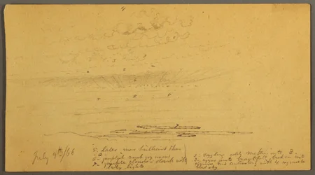 Dibujo, Puesta de sol sobre las colinas, 9 de julio de 1866